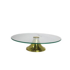 Imagem de PRATO EM VIDRO PARA BOLO COM PÉ DOURADO 10X40X40CM - WOLFF - Rojemac Impotacao E Exportacao Ltda