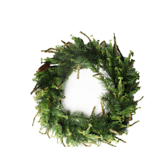 Imagem GUIRLANDA COM PINHAS NATALINA VERDE DECORATIVA EM PVC E ARAME 15X65 CM