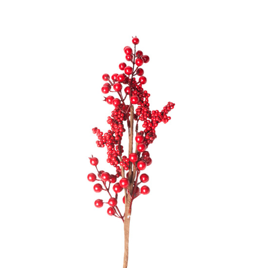 Imagem HASTE DE BERRIES VERMELHAS DECORATIVAS EM METAL E PLÁSTICO 60X10 CM