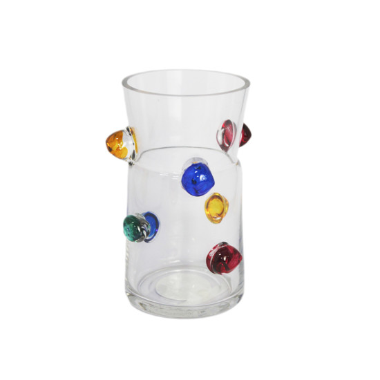 Imagem VASO DECORATIVO DE VIDRO COM BOLAS COLORIDAS EM ALTO RELEVO 20X12CM - ENTRECASA