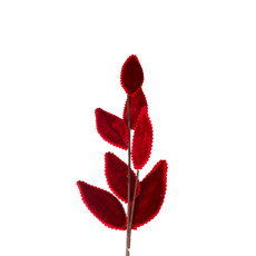 Imagem de HASTE NATALINA COM FOLHAS VERMELHO VELUDO 12X81CM GRILLO 56974 - Grillo Ltda