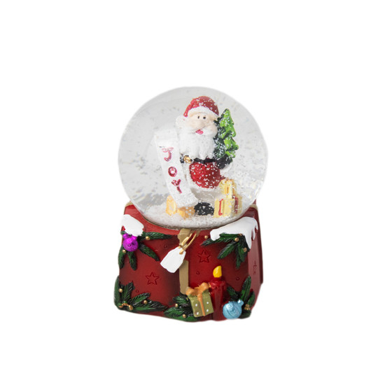 Imagem GLOBO DE NEVE DECORATIVO COM LED COLORIDO MOVIDO A PILHAS LR44 DE RESINA 10CM - GRILLO 58871 