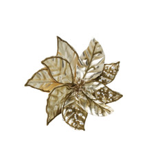 Imagem de POINSETIA DECORATIVA CABO CURTO COR DOURADO COM GLITTER 27CM - TOK DA CASA  - Cromus Embalagens Ind. E Com. Ltda