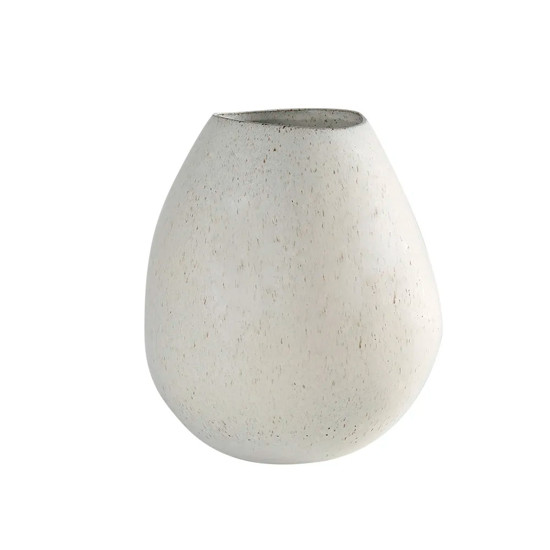 Imagem VASO DECORATIVO EM CERÂMICA BRANCO COM DETALHES BEGE 19,5X18,5CM - CROSS