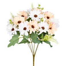 Imagem de BUQUÊ DECORATIVO DE MARGARIDAS CREME AMARELO EM PLÁSTICO MOLDÁVEL 40X7CM - GRILLO - Grillo Ltda