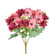 Imagem de BUQUÊ DECORATIVO DE MARGARIDAS ROSA ESCURO EM PLÁSTICO MOLDÁVEL 40X7CM - GRILLO - Grillo Ltda