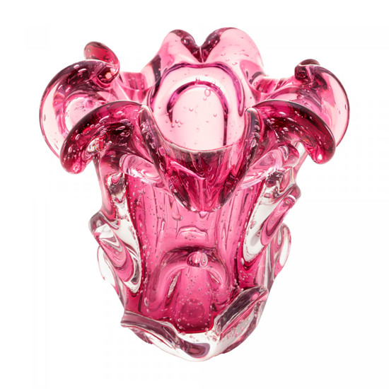 Imagem VASO DECORATIVO DE VIDRO ITALY ROSA 15X16CM - LYOR