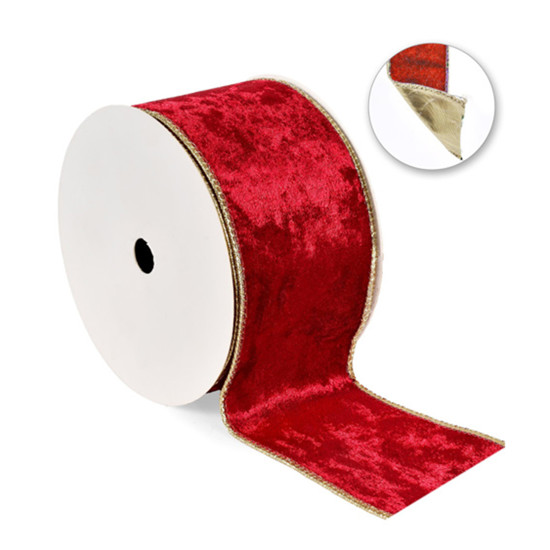 Imagem FITA ARAMADA DECORATIVA VERMELHA E DOURADA 6,3CM X 9,14M - GRILLO