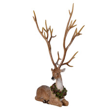 Imagem de RENA NATALINA DECORATIVA COM COLAR DE GUIRLANDA EM RESINA 46CM - GRILLO - Grillo Ltda