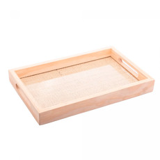 Imagem de BANDEJA RETANGULAR DE MADEIRA COM SISAL PINUS 38X24X4CM - WOLFF - Rojemac Impotacao E Exportacao Ltda