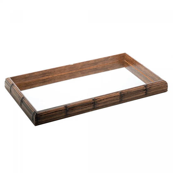 Imagem BANDEJA RETANGULAR ESPELHADA COM PERFIL EM BAMBU 46X26X4CM - WOLFF