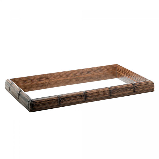 Imagem BANDEJA RETANGULAR ESPELHADA COM PERFIL EM BAMBU 46X26X4CM - WOLFF