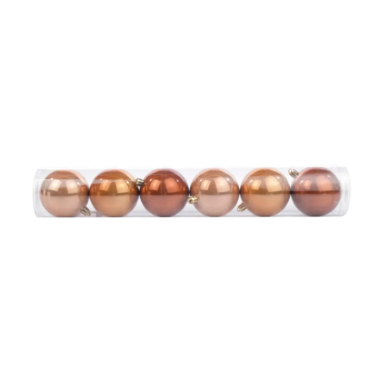 Imagem TUBO COM 6 BOLAS PÉROLADA CAPUCCINO EM PLÁSTICO 4CM - CROMUS