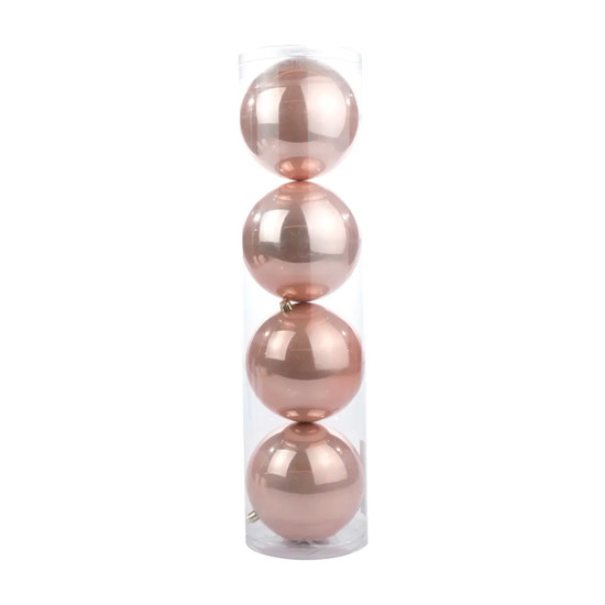 Imagem TUBO COM 4 BOLAS PEROLADAS ROSÉ EM PLÁSTICO 12CM - CROMUS