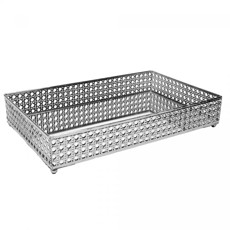 Imagem de BANDEJA COM ESPELHO VERSALHES EM METAL PRATEADO 5X38X24CM - WOLFF - Rojemac Impotacao E Exportacao Ltda