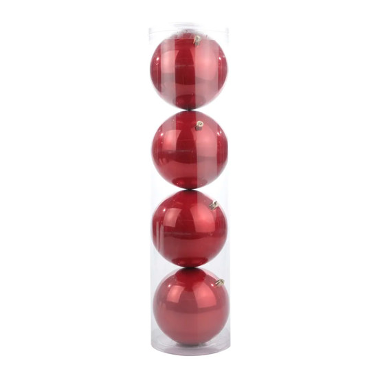 Imagem TUBO COM 4 BOLAS DE NATAL VERMELHAS LISA EM PLÁSTICO 12CM - CROMUS