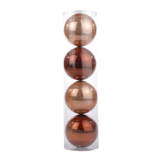 Imagem TUBO COM 4 BOLAS DE NATAL LISAS PEROLADAS EM PLÁSTICO 12CM - CROMUS