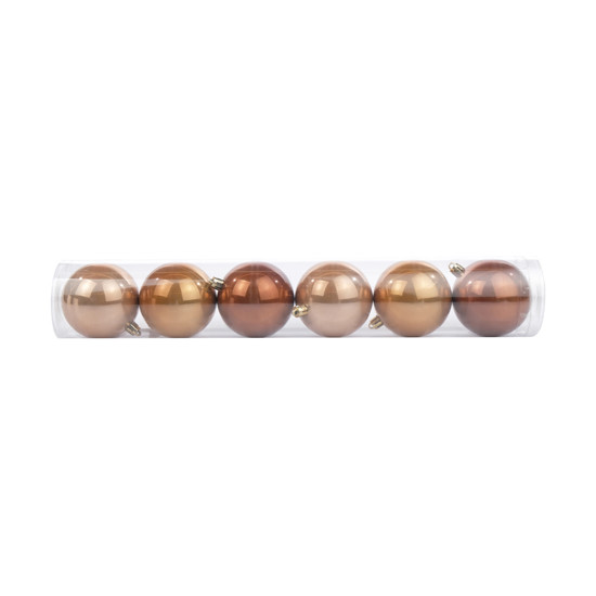 Imagem TUBO COM 6 BOLAS LISAS DE NATAL PEROLADAS EM PLÁSTICO 10CM - CROMUS