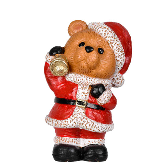 Imagem URSO NOEL DECORATIVO COM SINO DOURADO EM RESINA VERMELHO 19X10X9CM - GRILLO