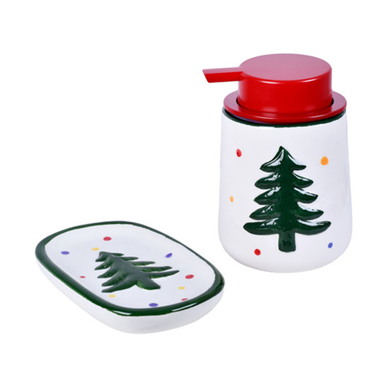 Imagem KIT DE BANHEIRO NATALINO 2 PEÇAS EM CERÂMICA 14X13X9CM - GRILLO