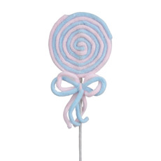 Imagem de HASTE DECORATIVA PIRULITO ROSA E AZUL EM POLIÉSTER E METAL 42X10CM - GRILLO - Grillo Ltda