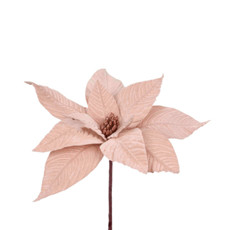 Imagem de HASTE DECORATIVA DE POINSÉTIA ROSÉ AVELUDADA COM GLITTER EM POLIÉSTER 20X32CM - GRILLO - Grillo Ltda