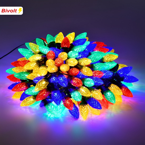 Imagem CORDÃO DECORATIVO COM 200 LEDS COLORIDOS BIVOLT 8 FUNÇÕES 20M - GRILLO
