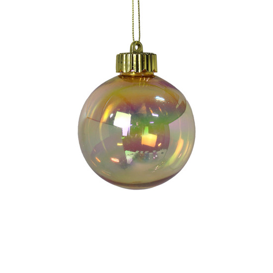 Imagem JOGO 3 BOLAS NATALINAS DECORATIVAS DOURADAS IRIDESCENTE PARA PENDURAR 8CM - GRILLO