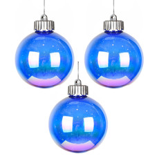 Imagem de JOGO 2 BOLAS NATALINAS DECORATIVAS AZUL IRIDESCENTE PARA PENDURAR 8CM - GRILLO - Grillo Ltda