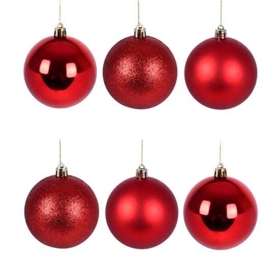 Imagem BOLA NATALINA DECORATIVA VERMELHA 8CM EM PVC 6 PEÇAS - GRILLO