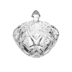 Imagem de POTICHE DE VIDRO COM TAMPA STAR 19X18CM - LYOR - Coliseu Presentes Ltda