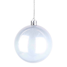 Imagem de BOLA NATALINA BRANCA PEROLADA EM PLÁSTICO 8CM 2 PEÇAS - GRILLO - Grillo Ltda