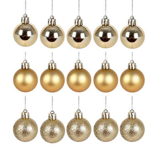 Imagem BOLA NATALINA DECORATIVA DOURADA 4CM 15 PEÇAS - GRILLO