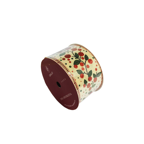 Imagem FITA ARAMADA DECORATIVA CHAMPAGNE 6,3CM X 9,14M - GRILLO