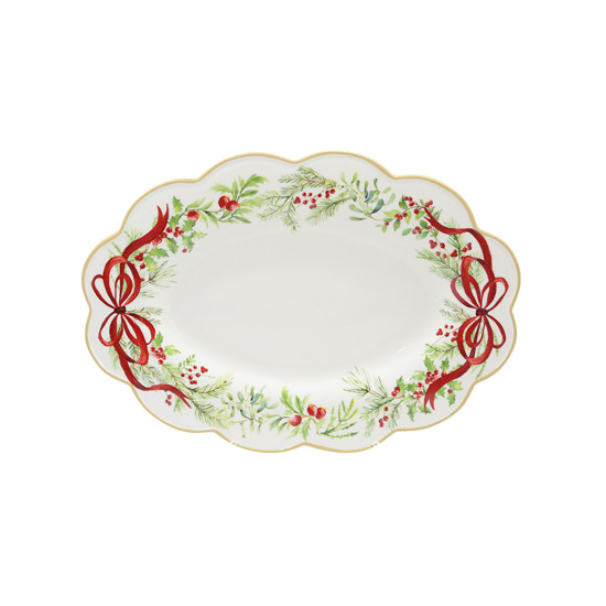 Imagem TRAVESSA OVAL NATALINA DE SERVIR EM CERÂMICA 40X29,5CM - TOKDACASA