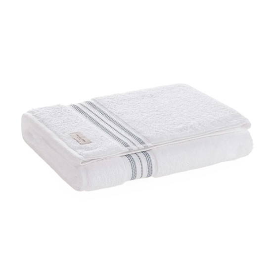 Imagem TOALHA DE ROSTO 100% ALGODÃO BARBERINE BRANCO/CIELO 48X90CM - TRUSSARDI