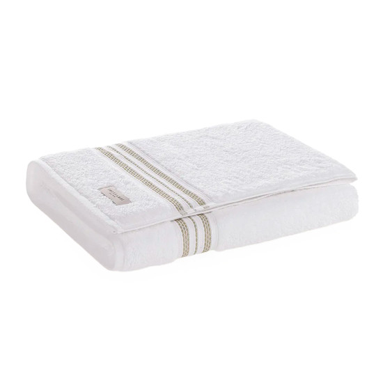 Imagem TOALHA BANHÃO 100% ALGODÃO BARBERINE BRANCO/PISTACCHIO 86X160CM - TRUSSARDI
