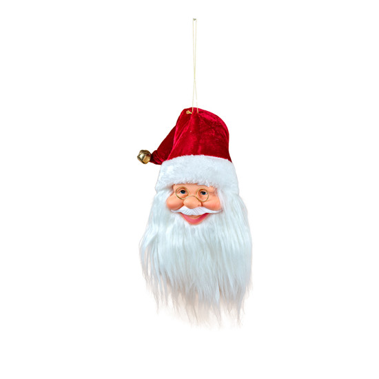 Imagem CABEÇA PAPAI NOEL COM GORRO VERMELHO DECORATIVA DE TECIDO E PLÁSTICO 34X12CM - TUUT