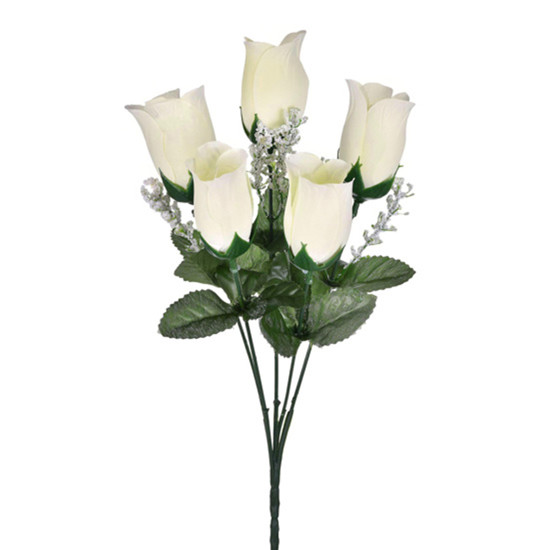 Imagem BUQUÊ DE BOTÕES DE ROSAS BRANCAS DE PLÁSTICO 36X17CM - GRILLO