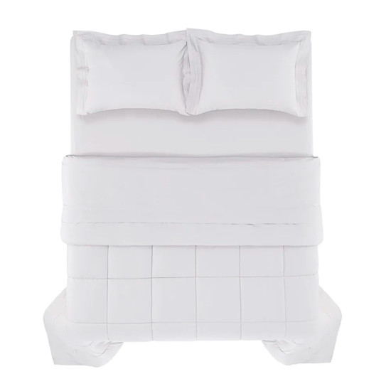 Imagem EDREDOM QUEEN 200 FIOS 100% ALGODÃO VINCI BRANCO 250X250CM - TRUSSARDI