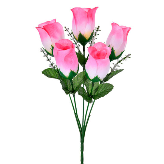 Imagem BUQUÊ DE BOTÕES DE ROSAS COR ROSA DE PLÁSTICO 36X17CM - GRILLO