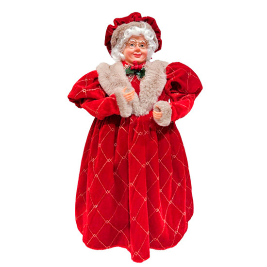 Imagem MAMÃE NOEL DECORATIVA COM VESTIDO VERMELHO E DETALHES DOURADOS 40X20X15CM - GRILLO