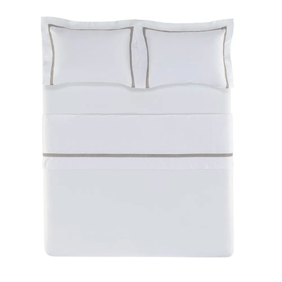 Imagem JOGO DE CAMA KING 300 FIOS MORELLI BRANCO/MARRONE - TRUSSARDI