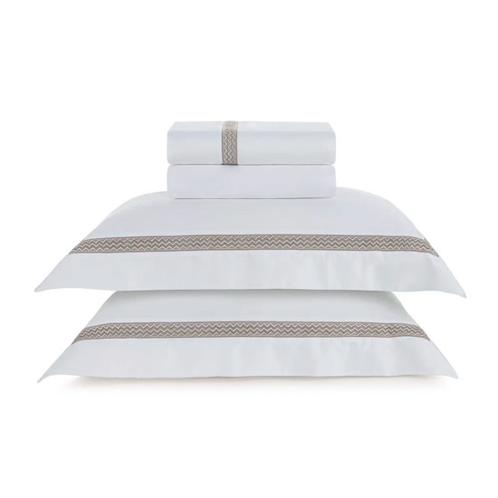 Imagem JOGO DE CAMA KING 300 FIOS MORELLI BRANCO/MARRONE - TRUSSARDI