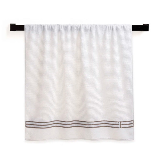 Imagem TOALHA DE PRAIA 100% ALGODÃO ISOLA BRANCO / LEGNO 86X160CM - TRUSSARDI