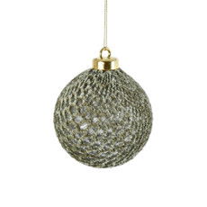 Imagem de CONJUNTO 3 BOLAS DE NATAL TRABALHADAS VERDE OLIVA DE PVC 10CM - GRILLO - Grillo Ltda