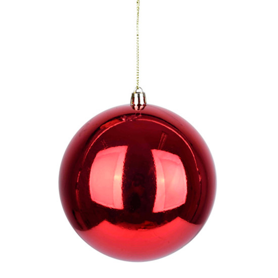 Imagem BOLA NATALINA VERMELHA METALIZADA DE PLÁSTICO 12CM - GRILLO