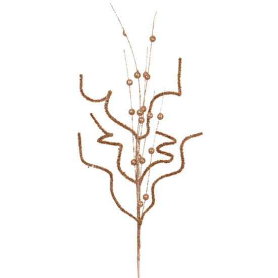 Imagem HASTE DECORATIVA ESPIRAL CHAMPAGNE MOLDÁVEL DE PLÁSTICO COM GLITTER 72X7CM - GRILLO