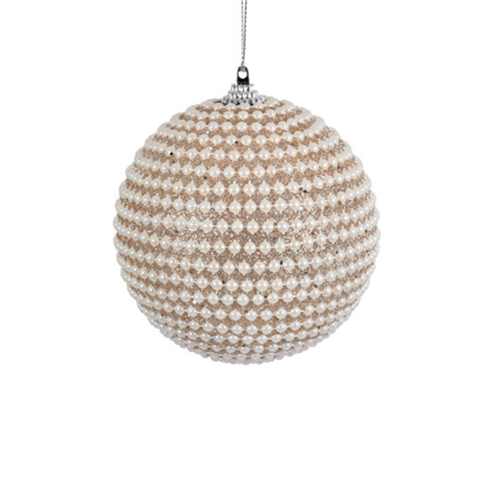 Imagem CONJUNTO 3 BOLAS DE NATAL CHAMPAGNE COM GLITTER DE PVC 10CM - GRILLO