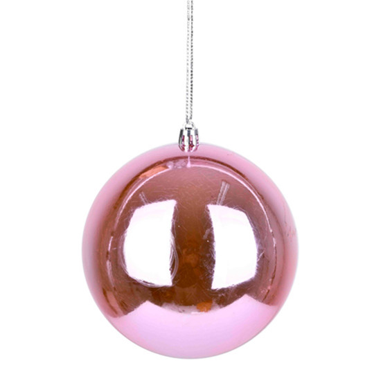 Imagem BOLA NATALINA ROSA CLARO METALIZADA DE PLÁSTICO 12CM - GRILLO